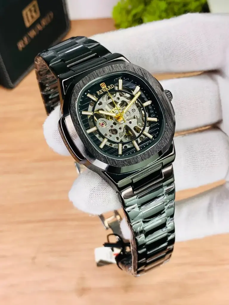 REWARD Automatic Skeleton Watch (All-Black & Gold)