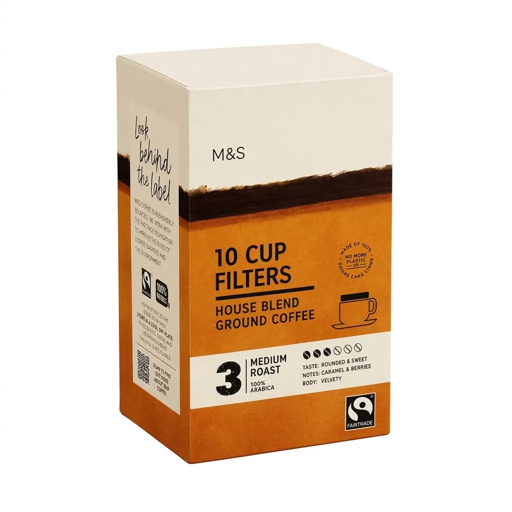 Brand: Marks & Spancer Marks & Spencer House Blend 10 Cup Filters Ground Coffee 62g