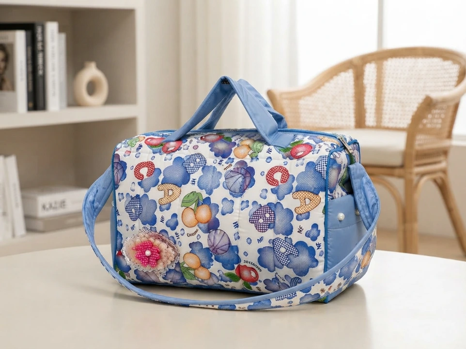 Printed Fabric Mom & Baby Duffle Bag 15-Inch