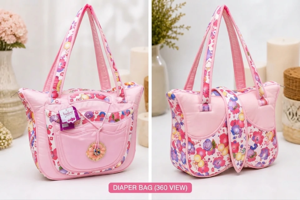 Floral Multi-Pocket Mom & Baby Tote Bag 14-Inch