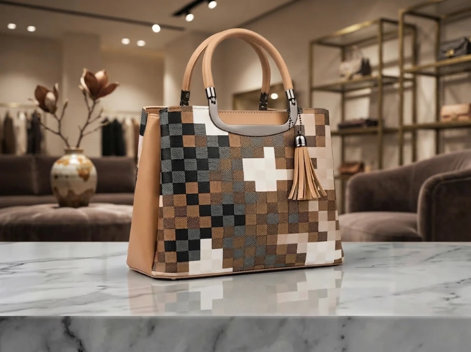 Pakistani Women Checkered Tote Handbag