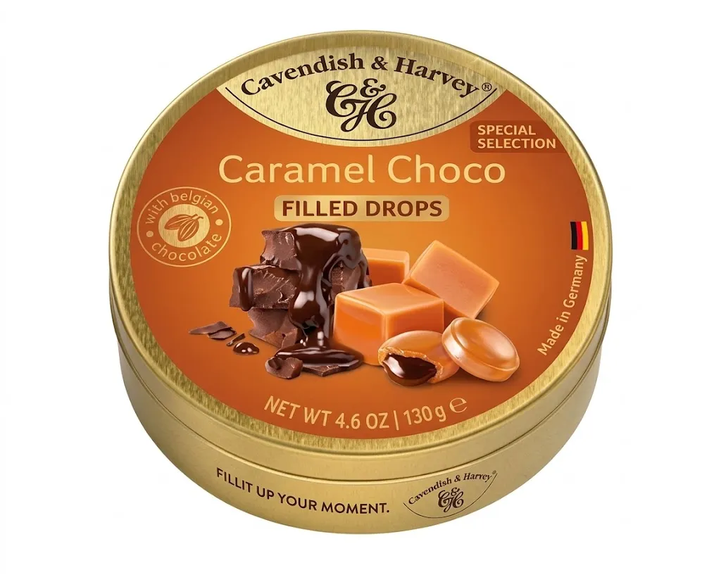 CAVENDISH & HARVEY CARAMEL DROPS TIN 130GM