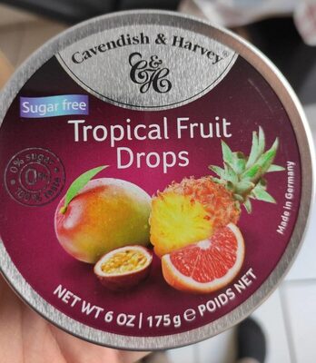 CAVENDISH & HARVEY TROPICAL FRUIT DROPS TIN 175GM
