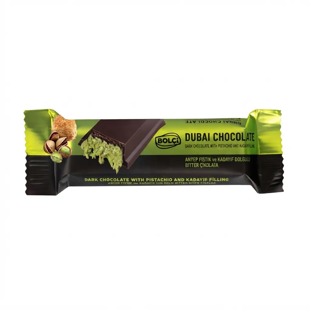 BOLÇİ Dubai Chocolate – Dark Chocolate with Pistachio & Kadayif Filling 30g