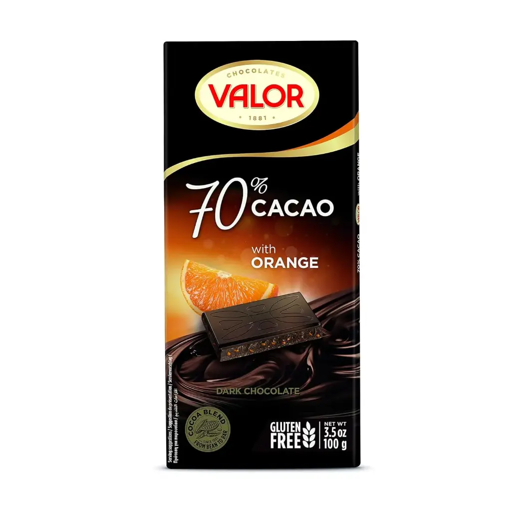 VALOR 70% ORANGE DARK CHOCOLATE S/F 100G