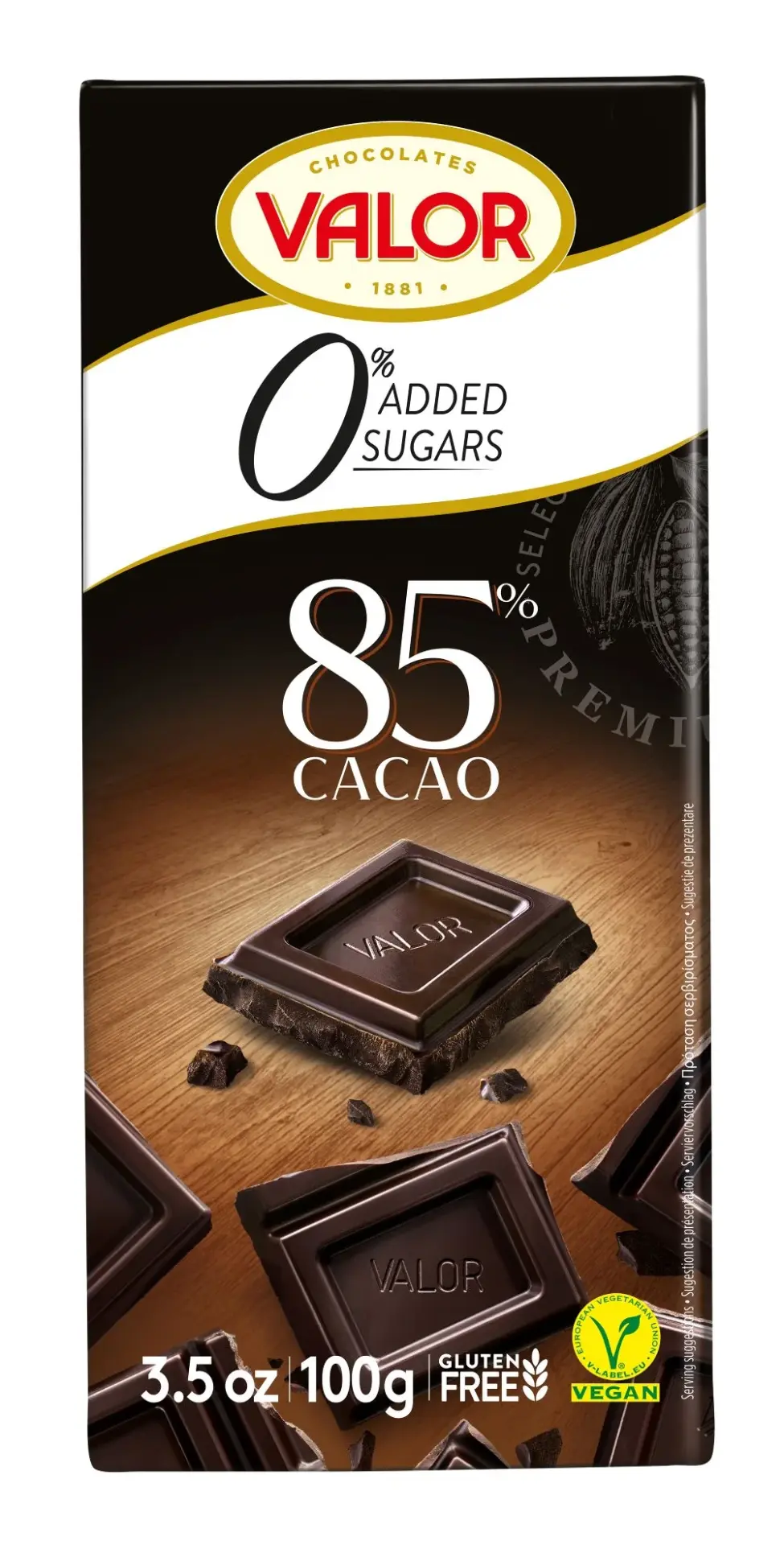 VALOR 85% DARK CHOCOLATE S/F 100G