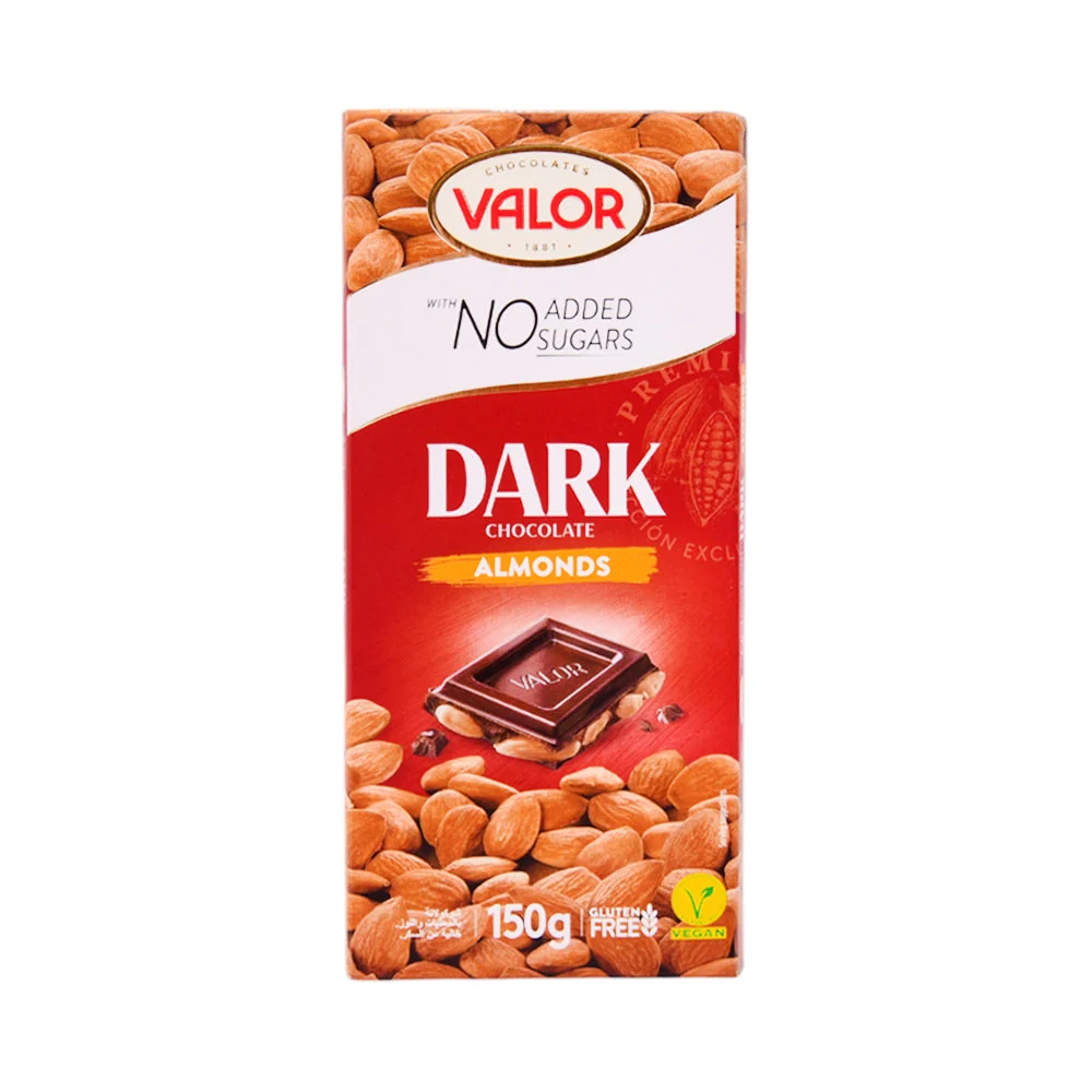 VALOR DARK CHOCOLATE ALMOND S/F 150G